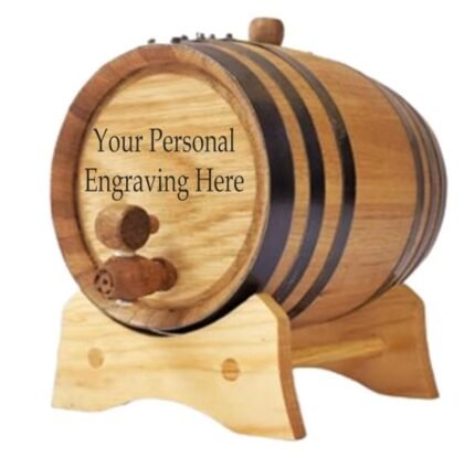 Handcrafted Oak Aging Barrels/Free Personal Laser Engraving/Perfect for Whiskey. Wine. Spirits. and Home Brewing/Direct from Manufacturer (Black Hoops. 1 Liter (0.26 gal))
