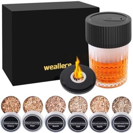 Electric Whiskey Smoker Kit. No Butane Required(Built-in Lighter). Rechargeable Cocktail Smoker Kit with 6 Wood Chip Flavor. Old Fashioned Drinks Smoker Kit. Ideal Gift for Men. Father. Husband.